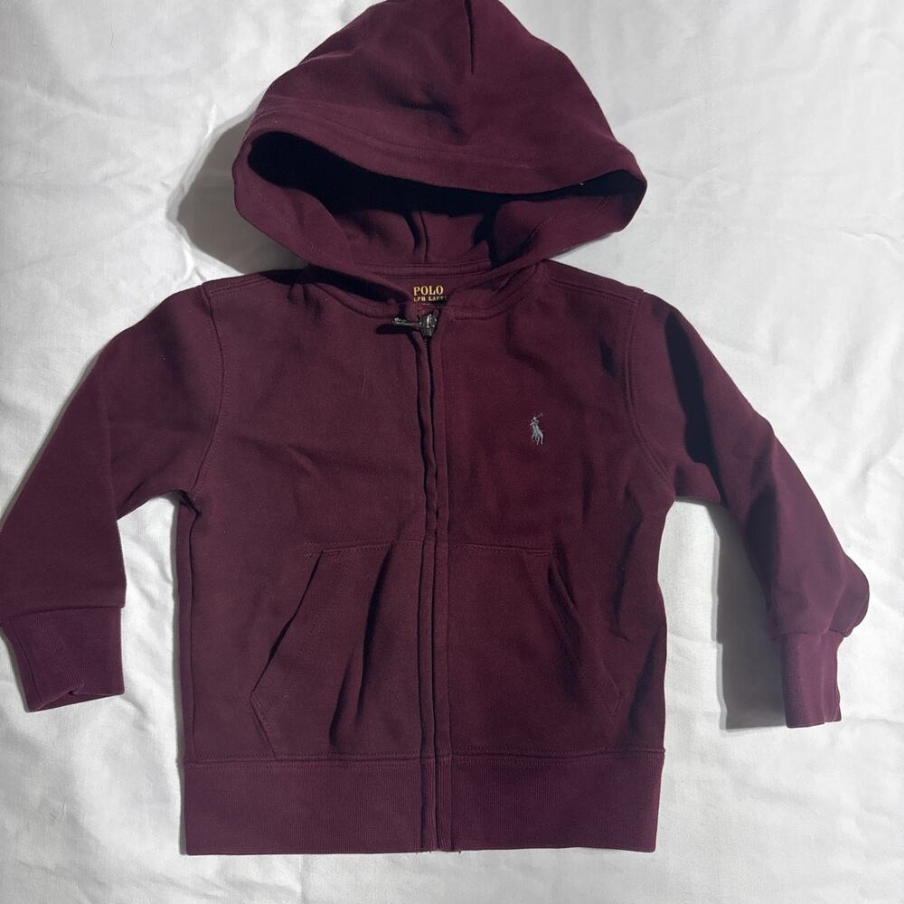 Polo Ralph Lauren Hoodie Boys 2T Red Full Zip Small Logo Pony Sweatshirt